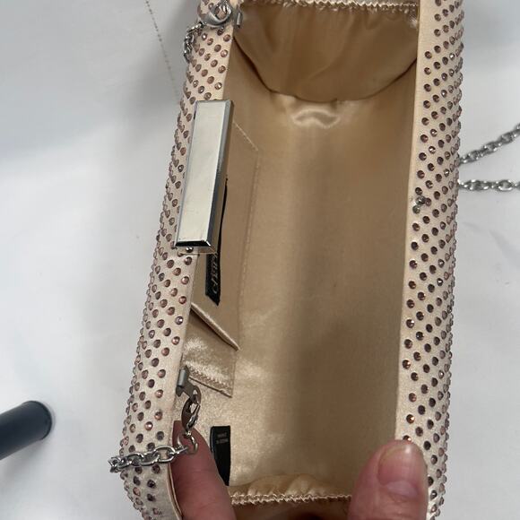 Charming Charlie RSVP Rose Colored Sequin Jeweled Hardcase Clutch Evening Bag - Picture 13 of 13